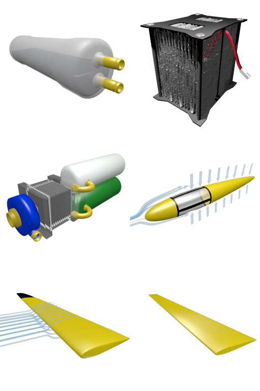 Graphics of various glider upgrades