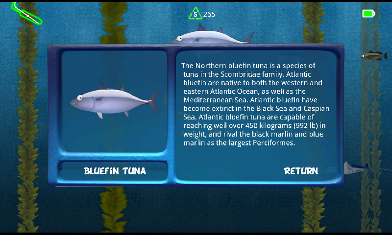 Info screen for Bluefin Tuna